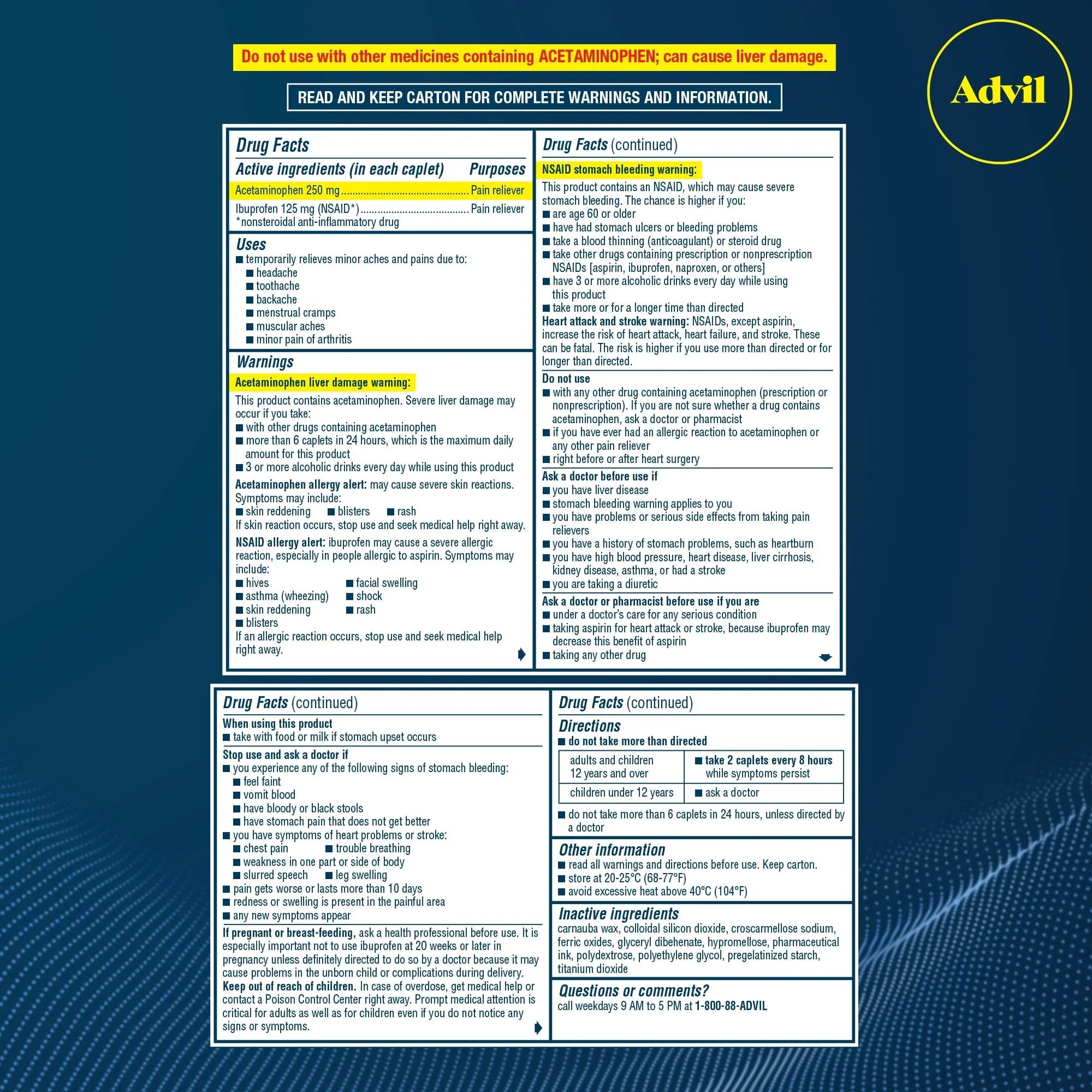Advil Dual Action Caplets – Ibuprofen & Acetaminophen Pain Relief, 36 Ct - Exotic Pro