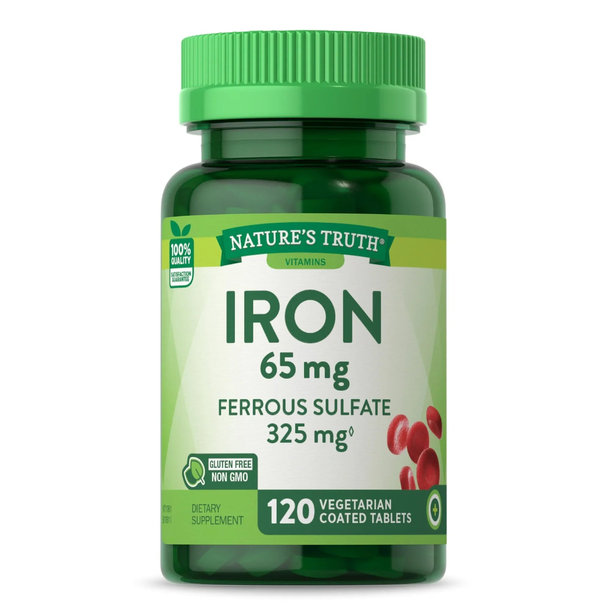 Iron Ferrous Sulfate 65mg | 120 Vegetarian Tablets | Non-GMO and Gluten Free Supplement | By Nature's Truth - Exotic Pro