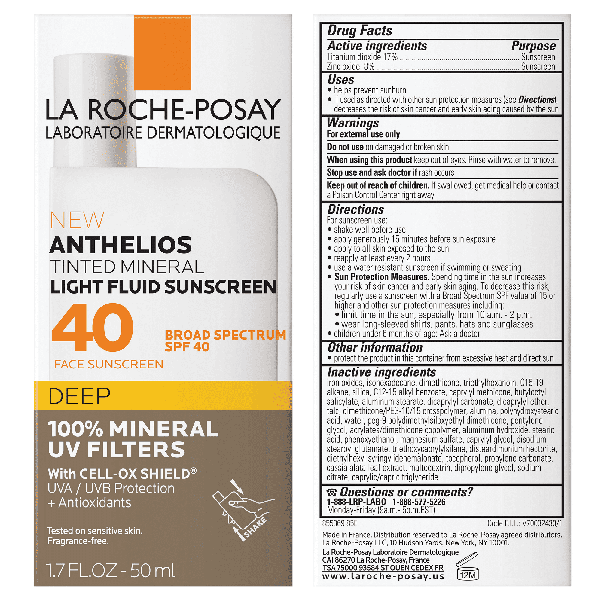 La Roche-Posay Anthelios Tinted Mineral Sunscreen SPF 40 – 1.7oz  DEEP