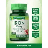 Iron Ferrous Sulfate 65mg | 120 Vegetarian Tablets | Non-GMO and Gluten Free Supplement | By Nature's Truth - Exotic Pro