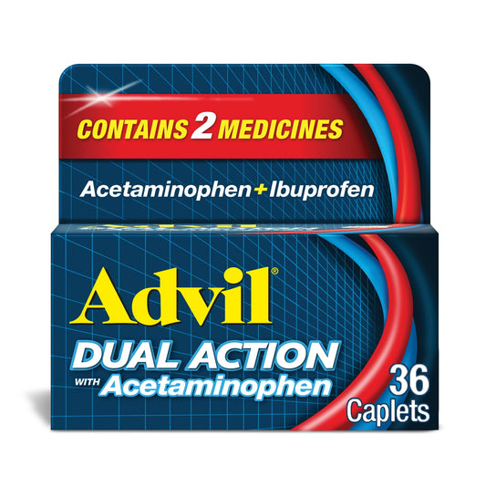 Advil Dual Action Caplets – Ibuprofen & Acetaminophen Pain Relief, 36 Ct