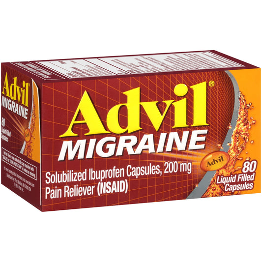 Advil Migraine Liquid Capsules – Headache & Fever Relief, 80 Ct