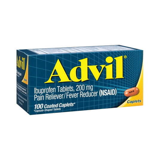 Advil Caplets – 200mg Ibuprofen Pain & Fever Relief, Coated, 100 Ct