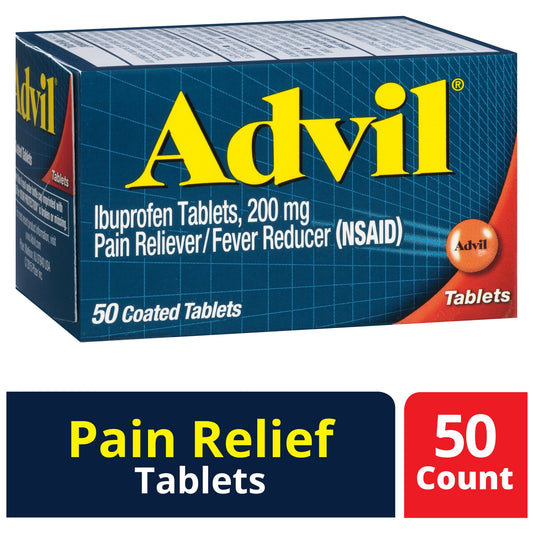 Advil Tablets – 200mg Ibuprofen Pain Reliever & Fever Reducer, 50 Ct