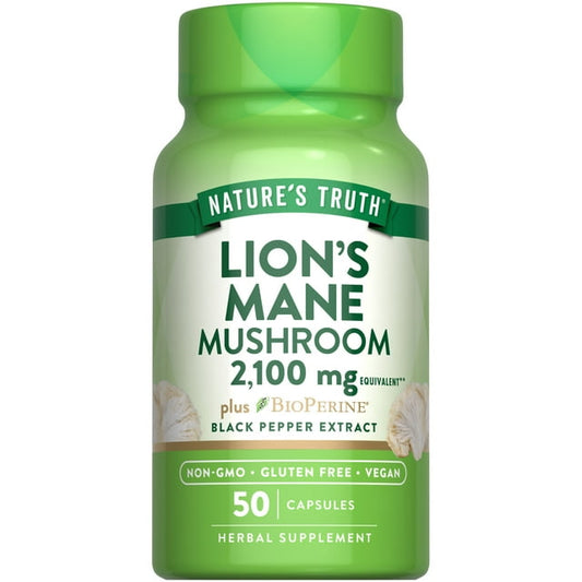 Nature’s Truth Lion’s Mane Mushroom 2100mg Supplement – 50 Capsules