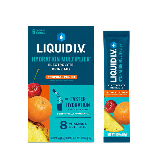 Liquid I.V. Hydration Multiplier Powder, Tropical Punch, 6 Ct Packets - Exotic Pro