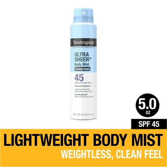 Neutrogena Ultra Sheer Sunscreen Spray SPF 45, Lightweight Formula, 5 oz - Exotic Pro
