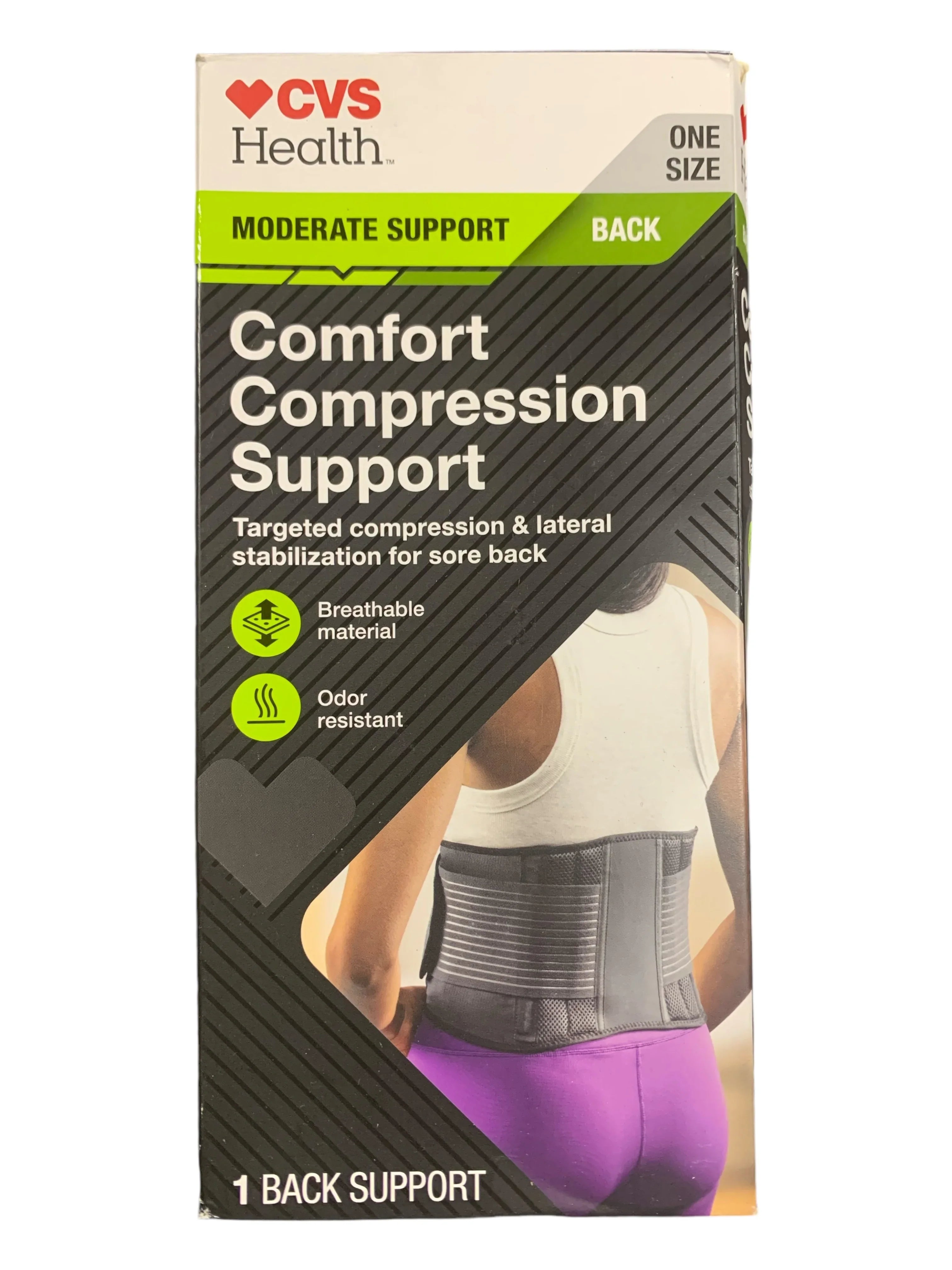 CVS Health Back Comfort Compression Support – Moderate, Adjustable One-Size Fit - Exotic Pro