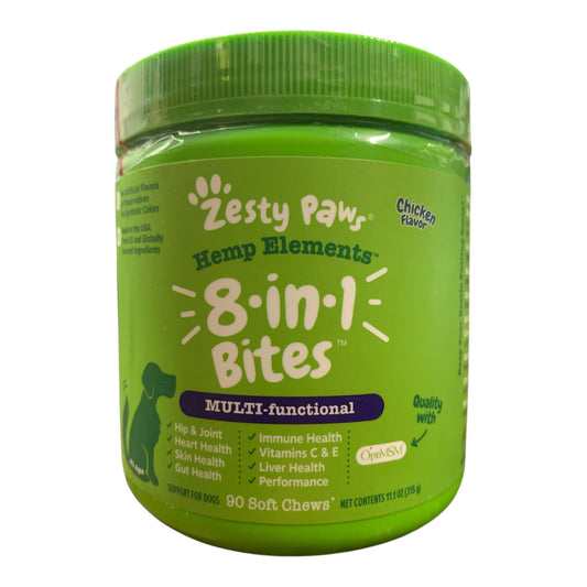 Zesty Paws 8-in-1 Bites Multi-Functional Chews for Dogs, Chicken Flavor, 90 ct