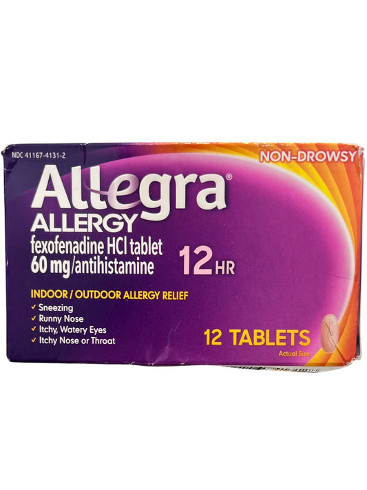 Allegra 12-Hour Allergy Relief, 60mg Fexofenadine HCl, Non-Drowsy, 12 Ct - Exotic Pro