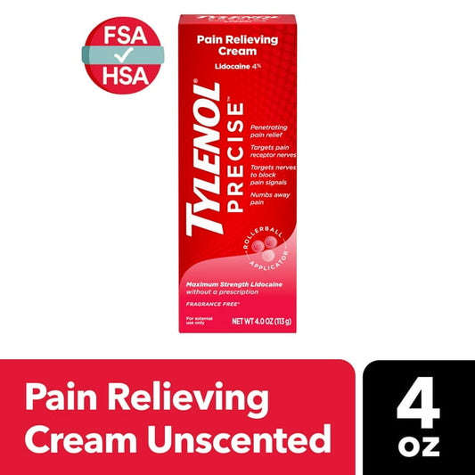 Tylenol Precise Pain Relief Cream with 4% Lidocaine – 4 oz