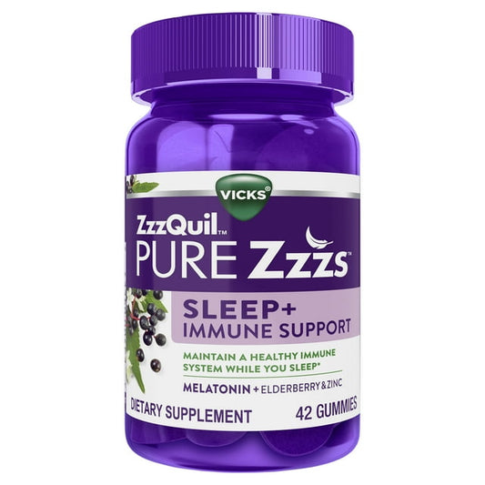 Vicks Pure Zzzs Melatonin Sleep + Immune Support Gummies, 1mg, 42 Ct