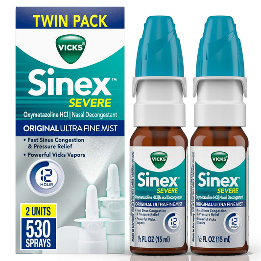 Vicks Sinex Severe Nasal Spray 2 Ct – Ultra Fine Mist, 265 Sprays