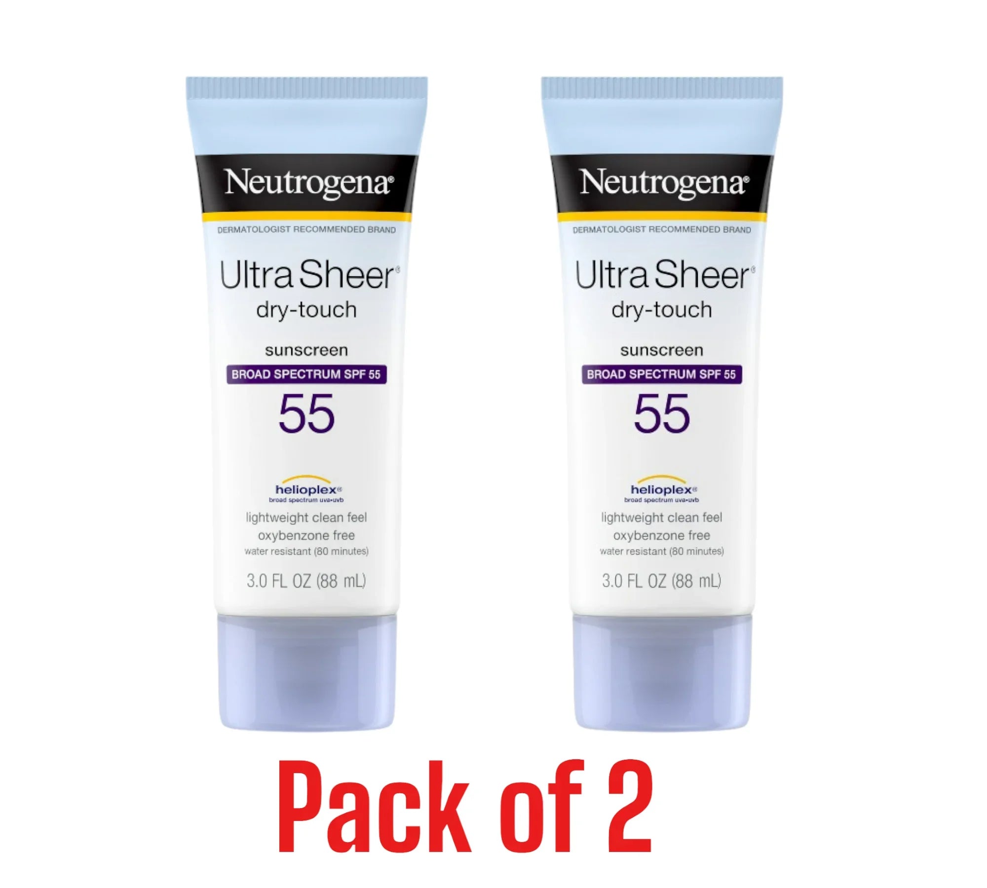 Neutrogena Ultra Sheer Dry-Touch Sunscreen SPF 55, 3 fl oz (Pack of 2) - Exotic Pro