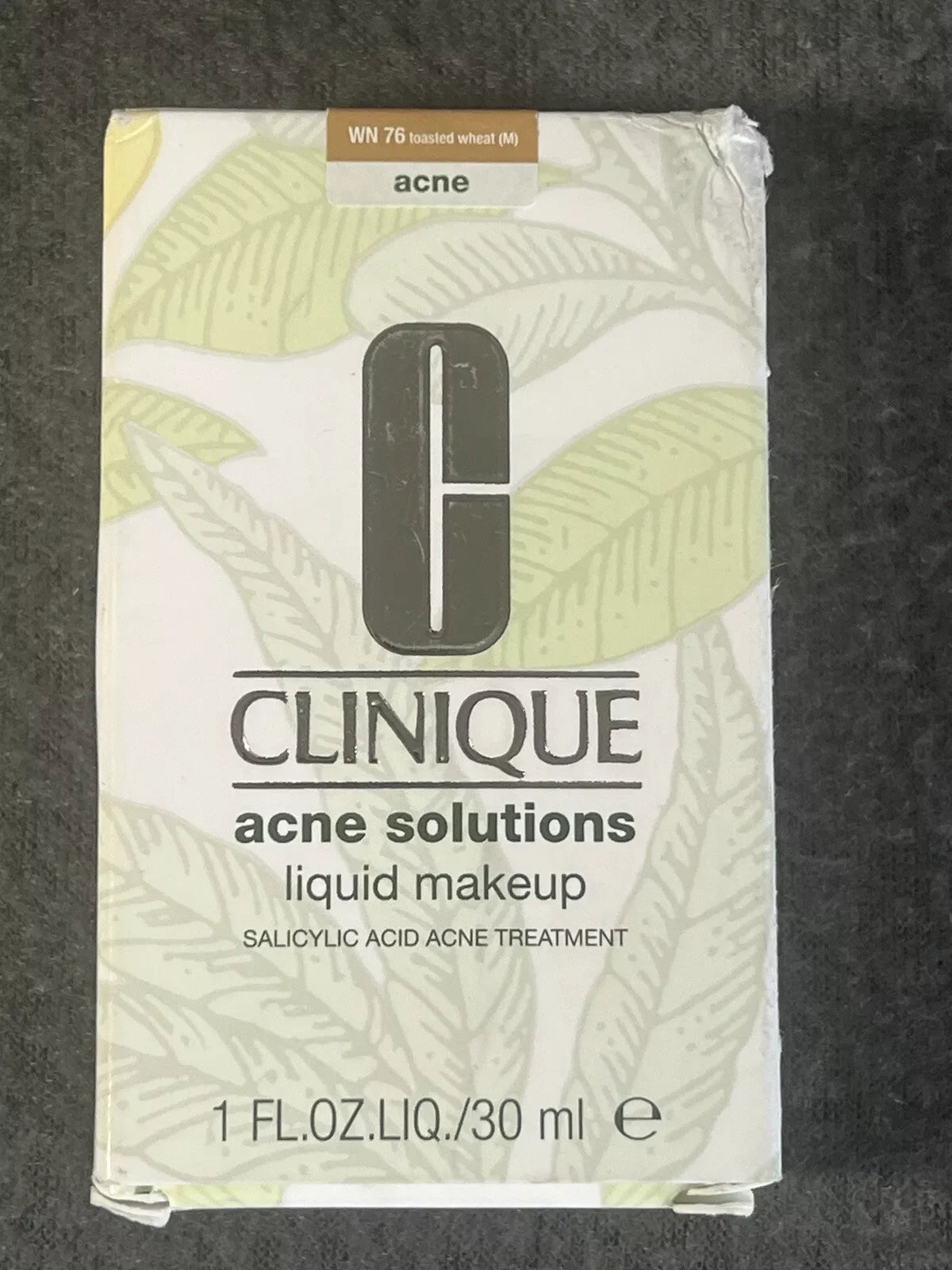 Clinique Acne Solutions Liquid Makeup WN 76 Toasted Wheat (M) 1oz - Salicylic Acid Formula - Exotic Pro